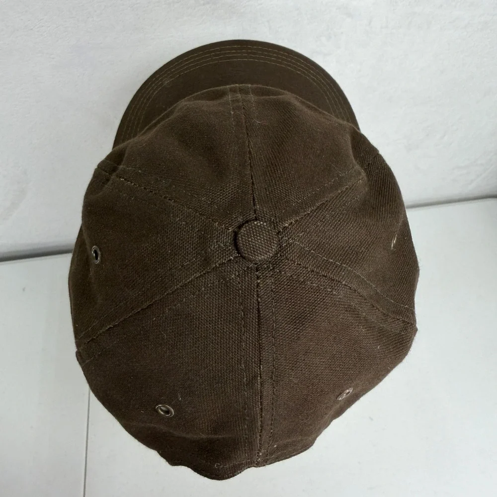 Harley Davidson Hat Dad Cap Brown Canvas Leather Strapback Embroidered Biker